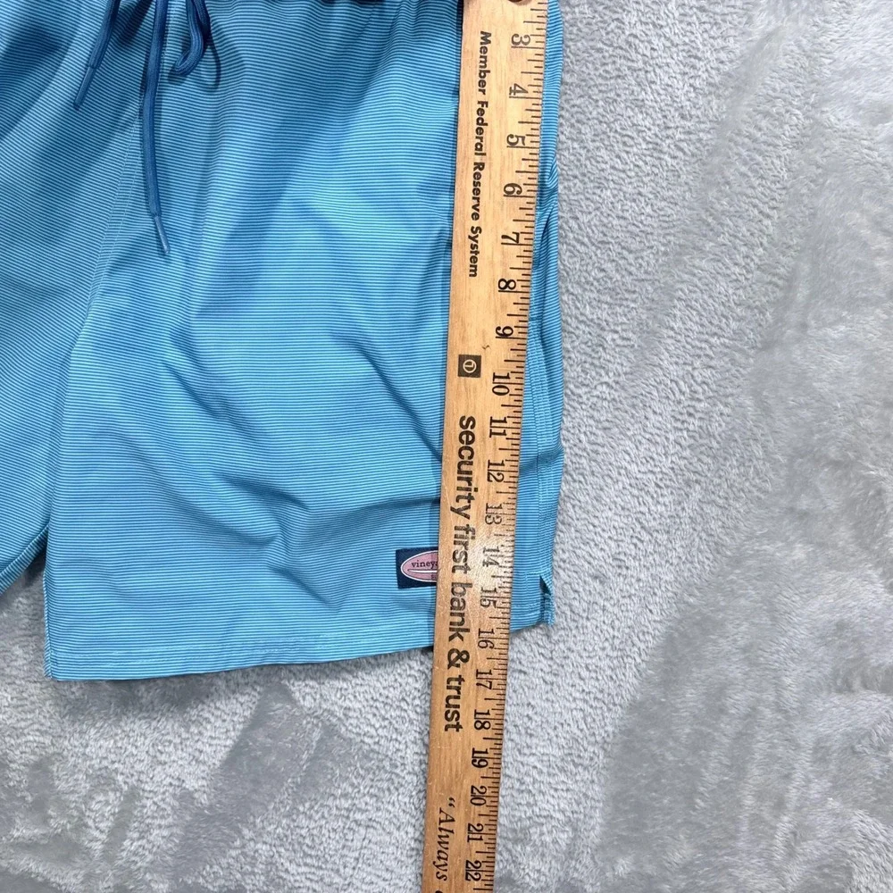 Vineyard Vines Swim Trunks Mens M Blue Micro Stripe Elastic Waist Board Shorts